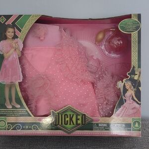 Wicked Glinda Popular Deluxe Costume Girls 4–6X NIB Dress Hairclip Perfume